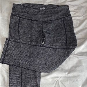 Grey and black striped athletic leggings